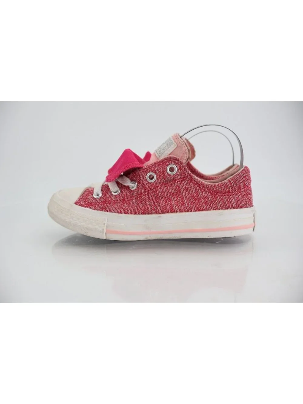 Converse Chuck Taylor All Star Double Tongue Low Top Kids Size 13 Pink Knit Girl